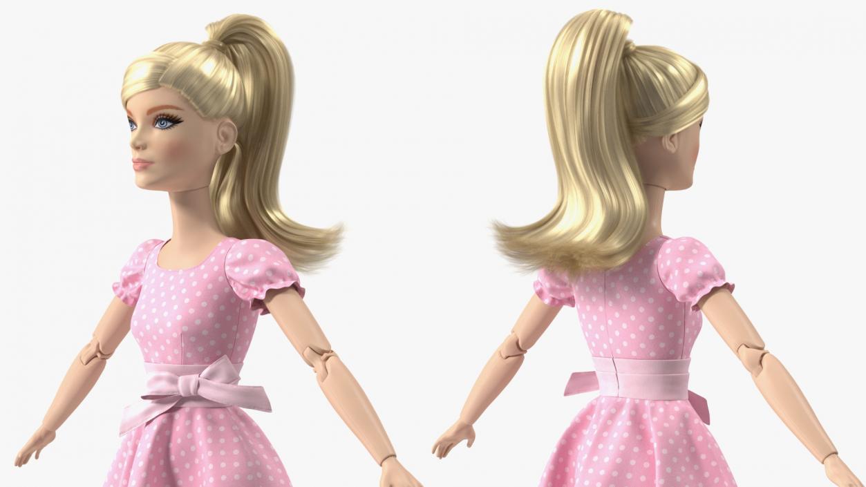 Barbie Doll in Pink Dress T-pose 3D