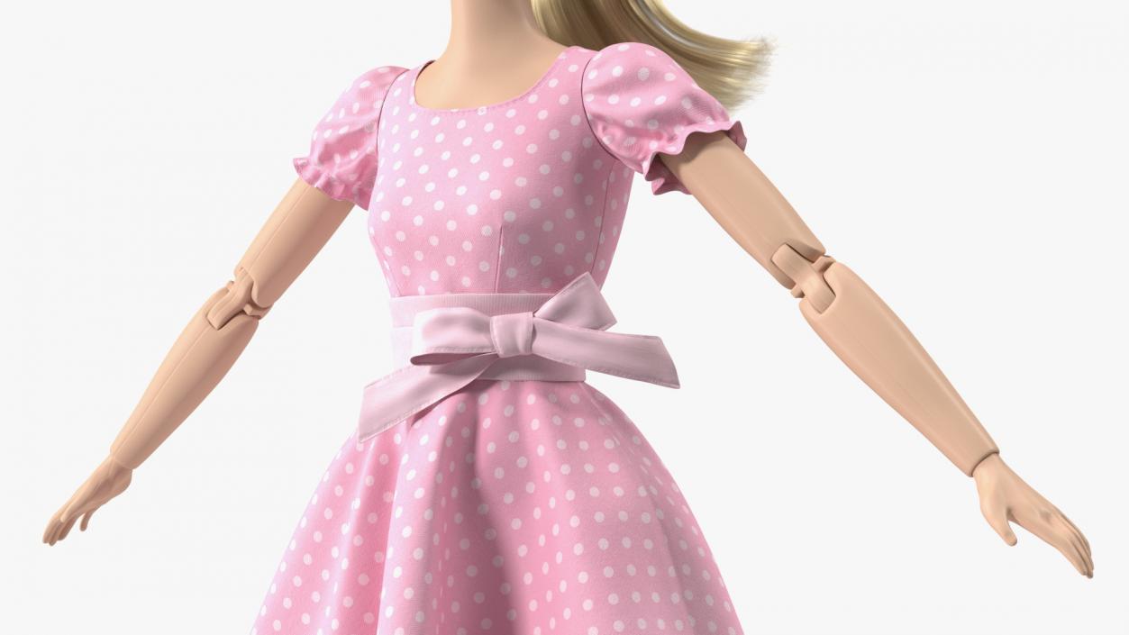 Barbie Doll in Pink Dress T-pose 3D