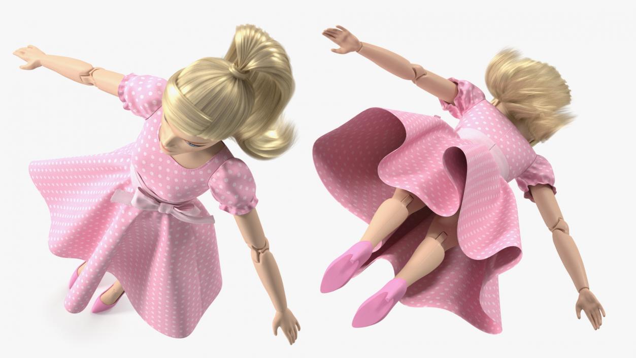 Barbie Doll in Pink Dress T-pose 3D