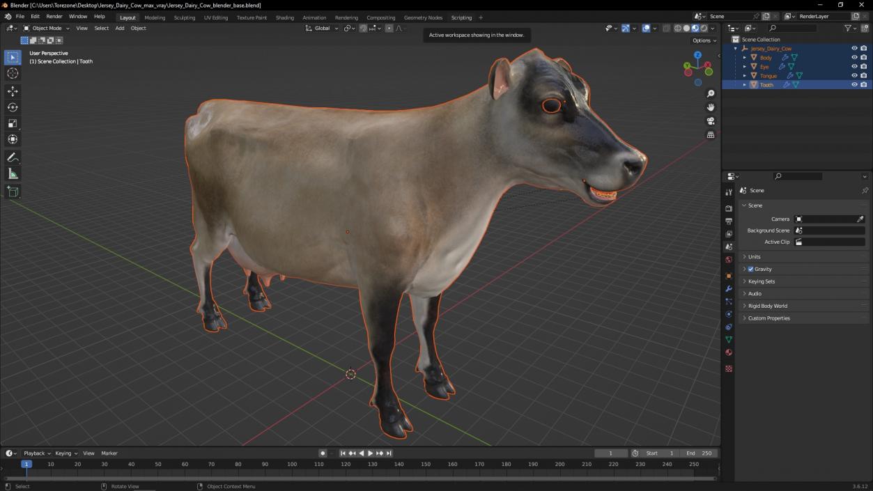 3D Jersey Dairy Cow