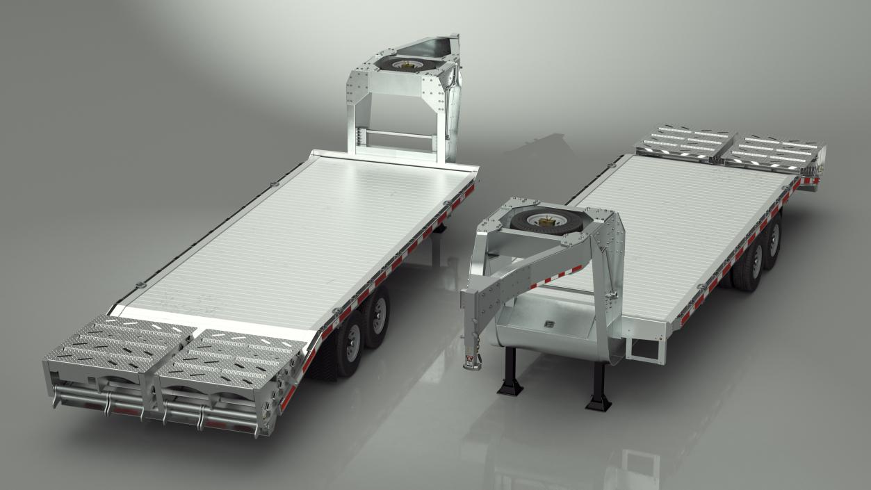 Flatbed Equipment Pickup Trailer 3D