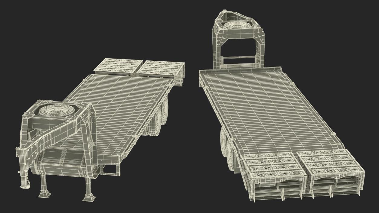 Flatbed Equipment Pickup Trailer 3D