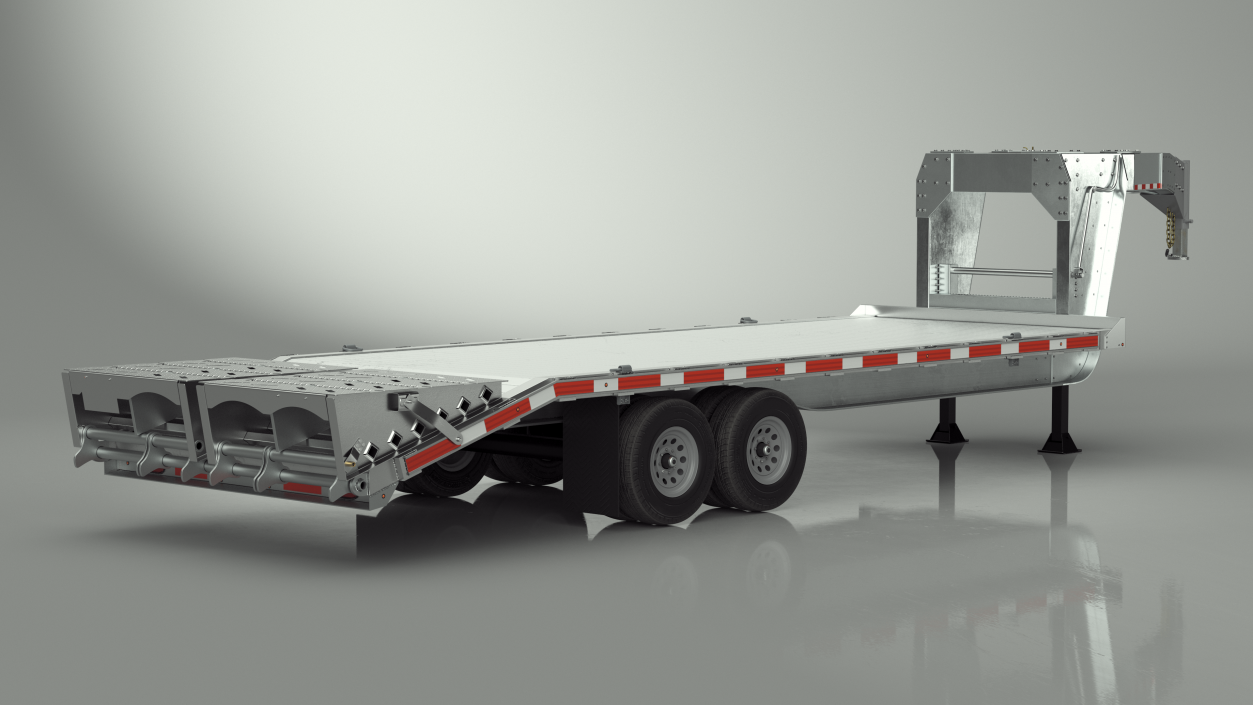 Flatbed Equipment Pickup Trailer 3D