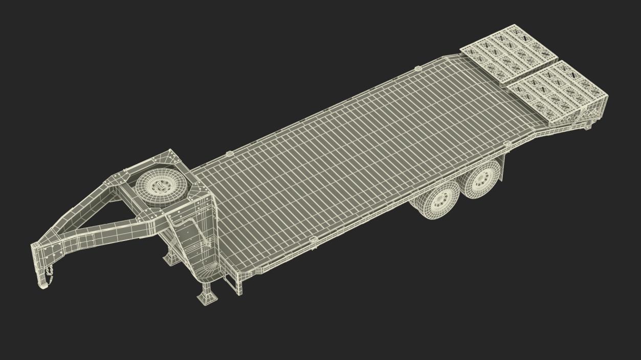 Flatbed Equipment Pickup Trailer 3D