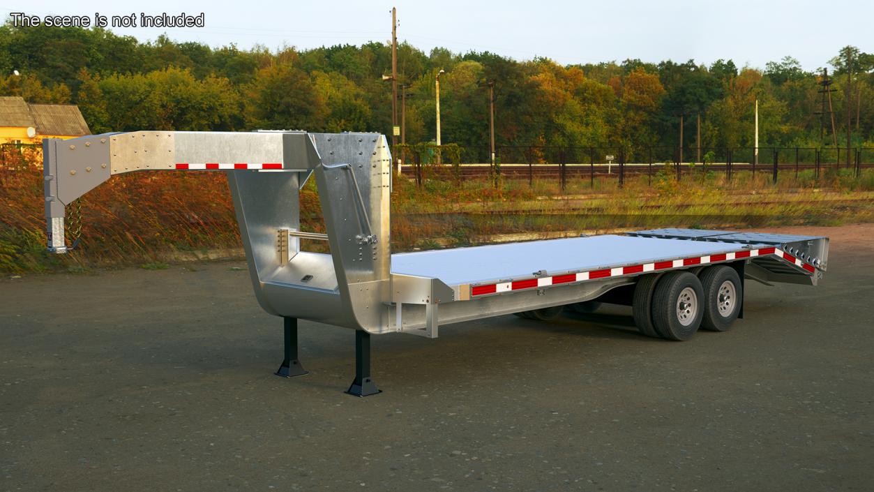 Flatbed Equipment Pickup Trailer 3D