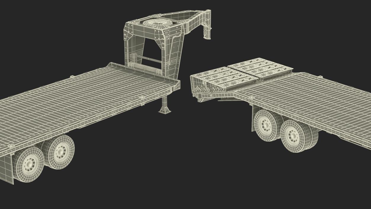 Flatbed Equipment Pickup Trailer 3D