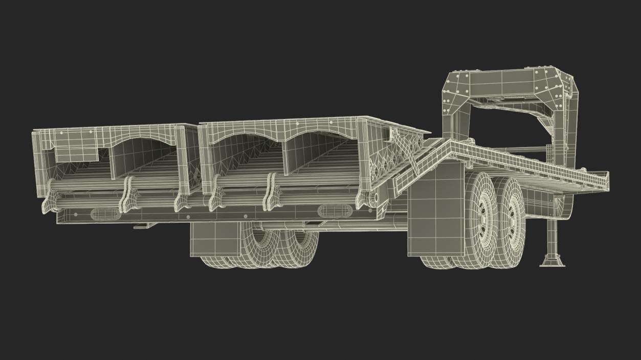 Flatbed Equipment Pickup Trailer 3D