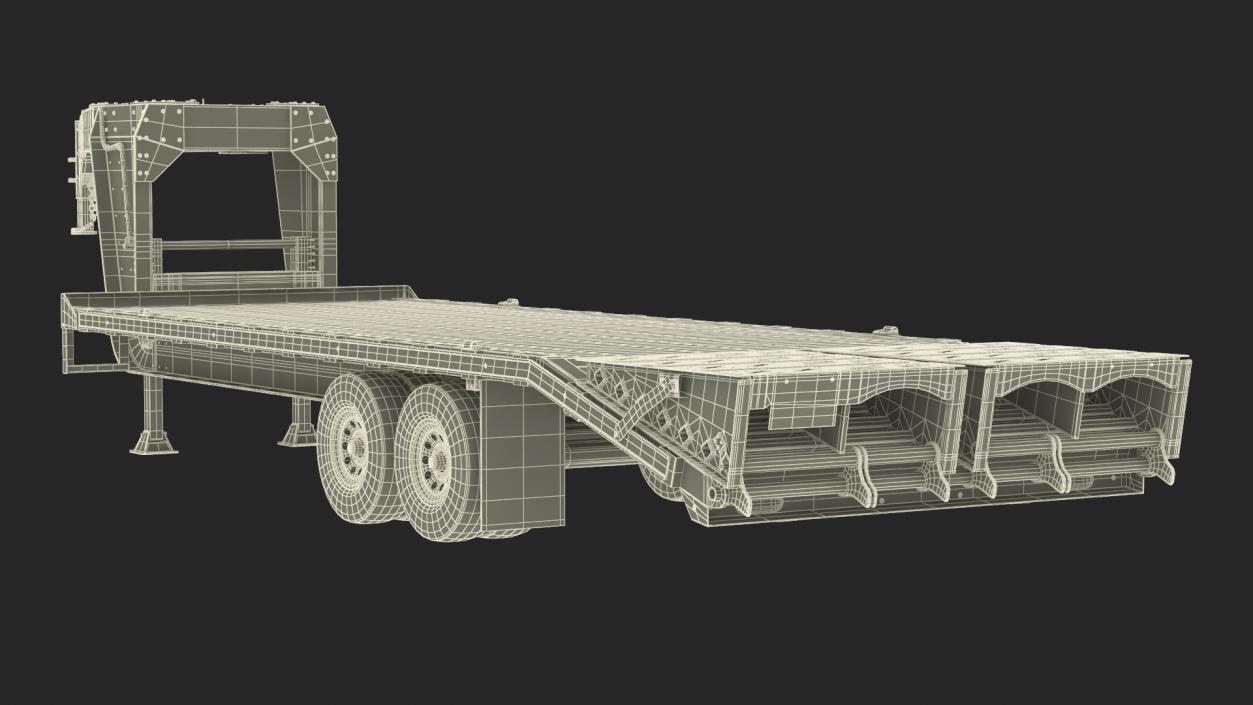 Flatbed Equipment Pickup Trailer 3D