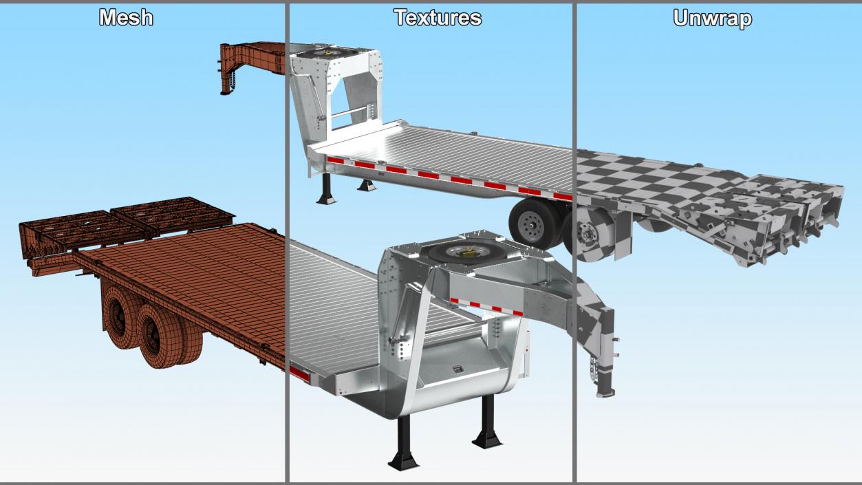 Flatbed Equipment Pickup Trailer 3D