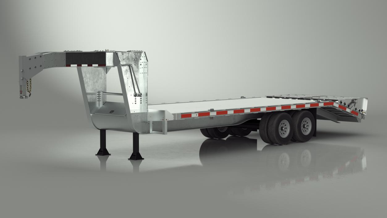 Flatbed Equipment Pickup Trailer 3D