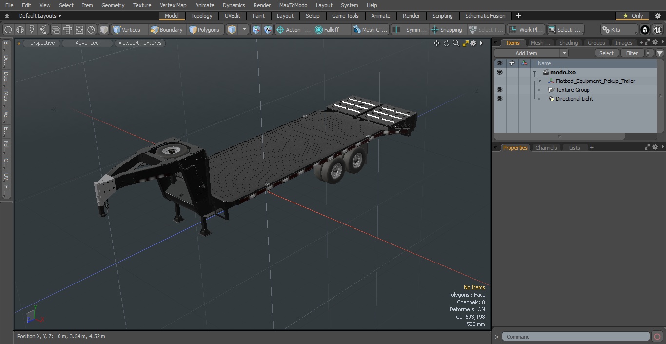 Flatbed Equipment Pickup Trailer 3D