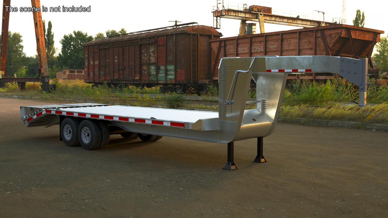 Flatbed Equipment Pickup Trailer 3D