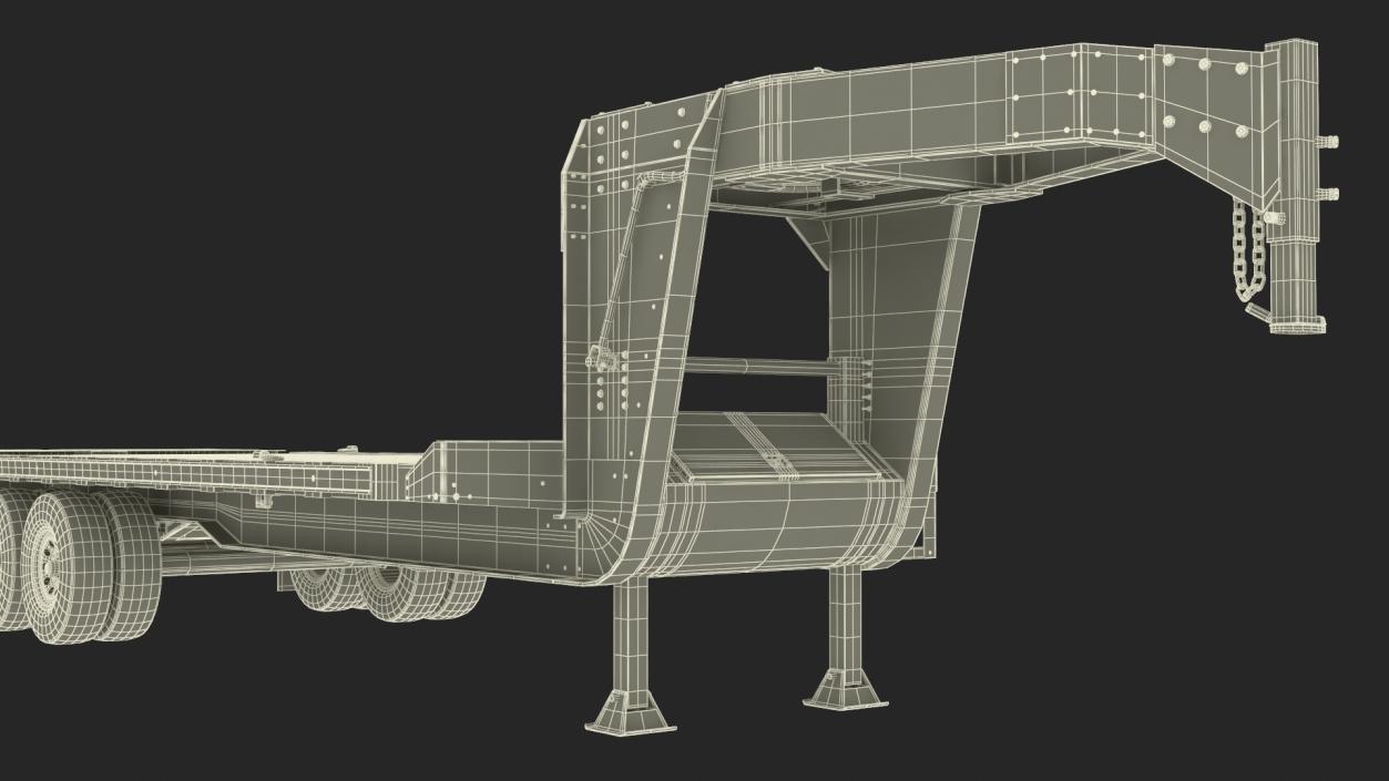 Flatbed Equipment Pickup Trailer 3D