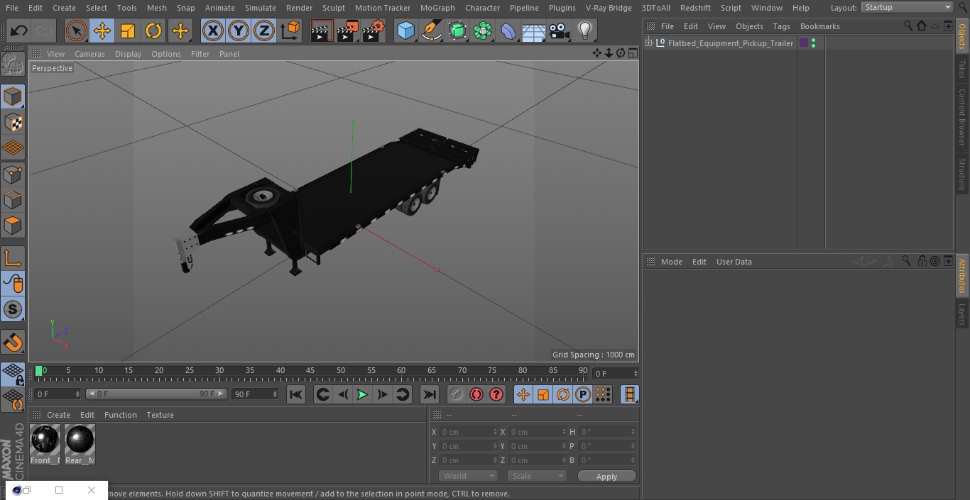 Flatbed Equipment Pickup Trailer 3D