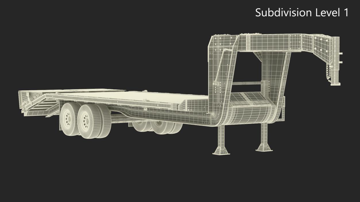 Flatbed Equipment Pickup Trailer 3D