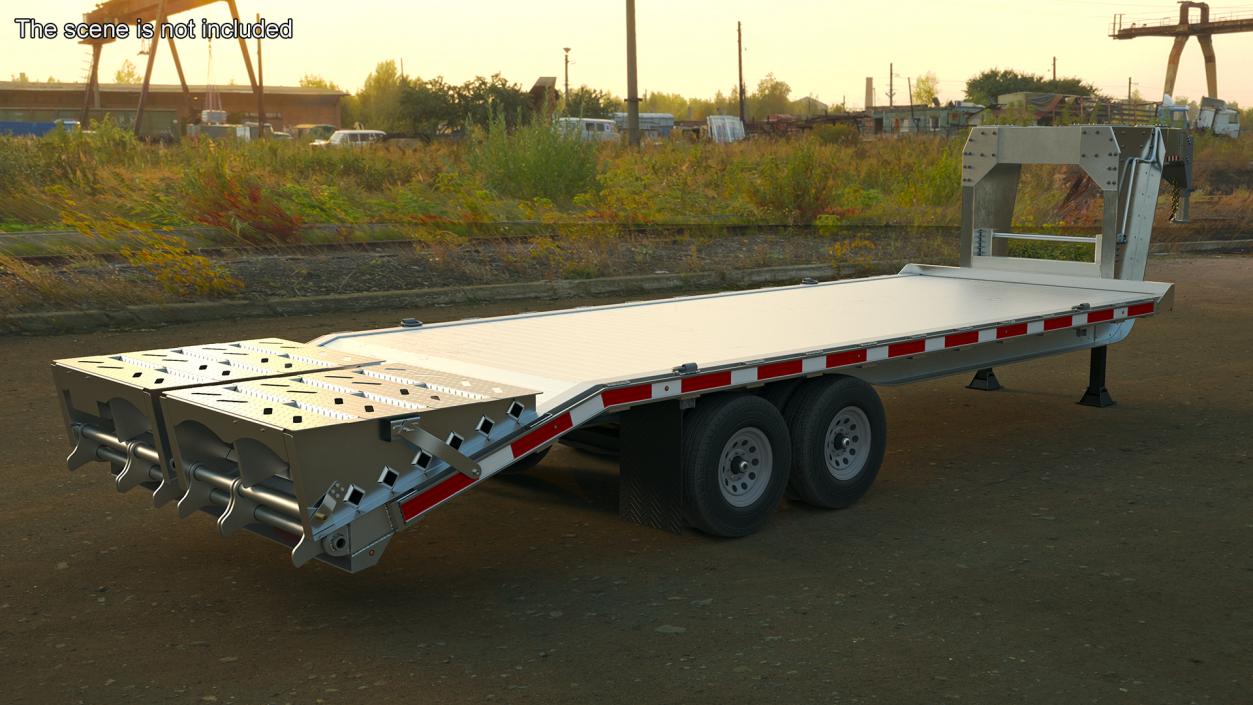 Flatbed Equipment Pickup Trailer 3D