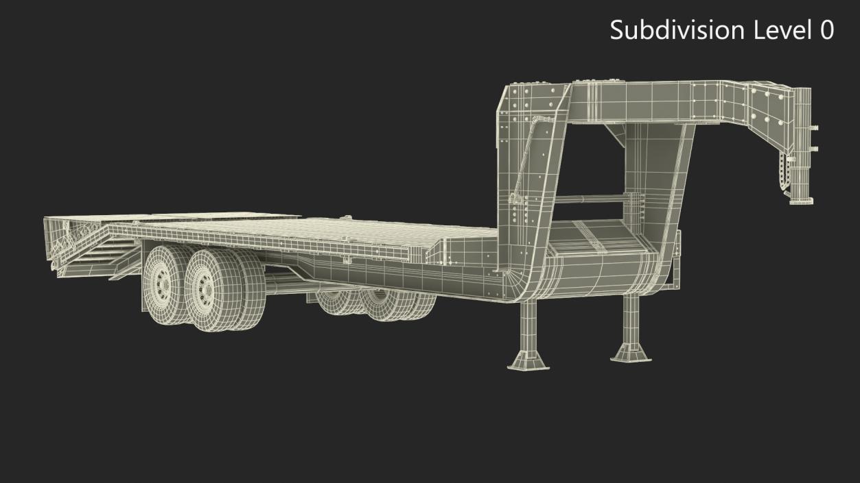 Flatbed Equipment Pickup Trailer 3D