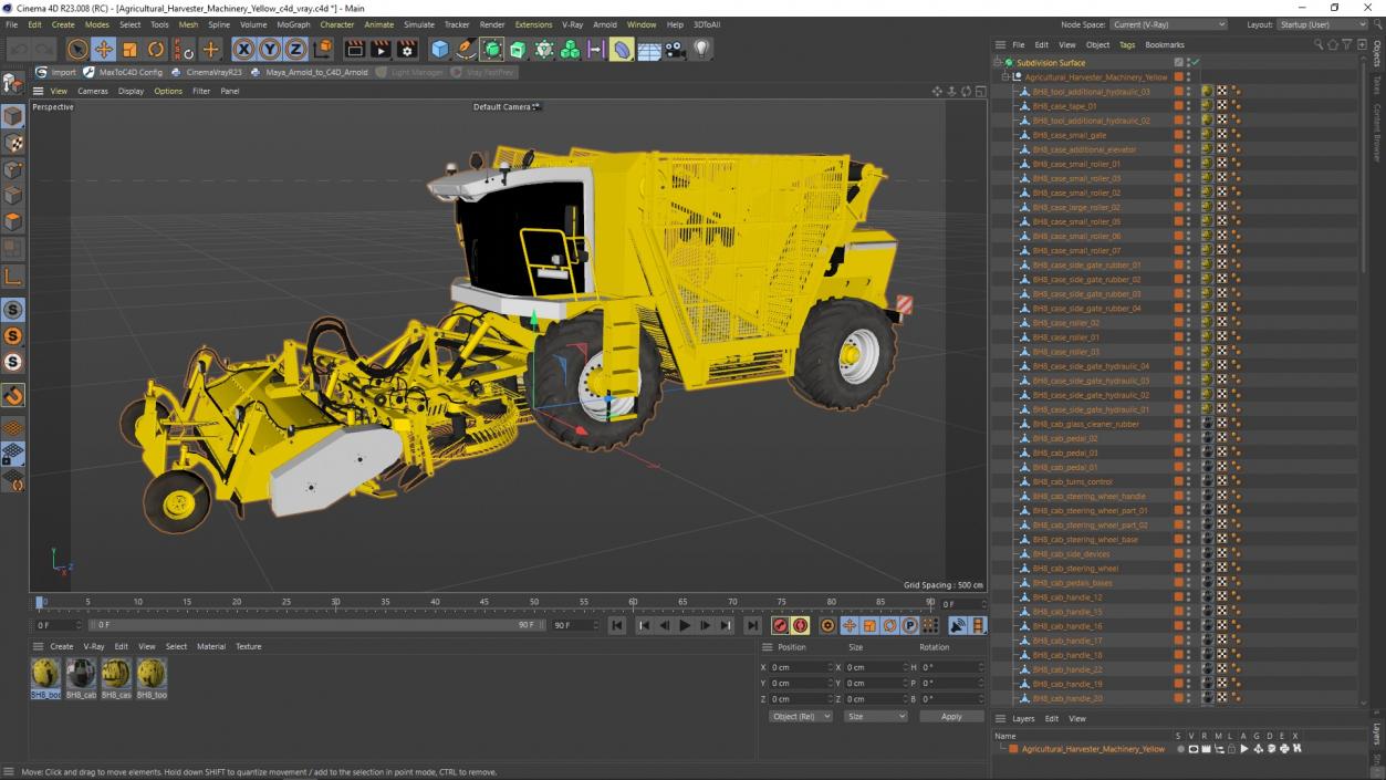 Agricultural Harvester Machinery Yellow 3D model