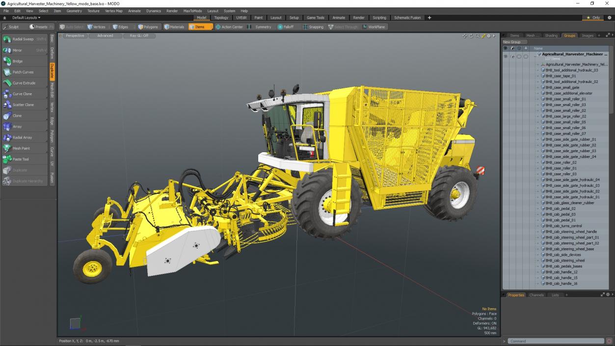 Agricultural Harvester Machinery Yellow 3D model