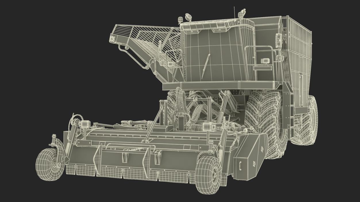 Agricultural Harvester Machinery Yellow 3D model