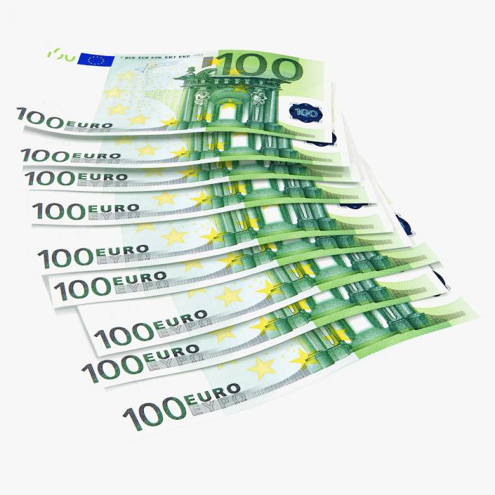 3D Paper Banknotes Euro 100 Bundle