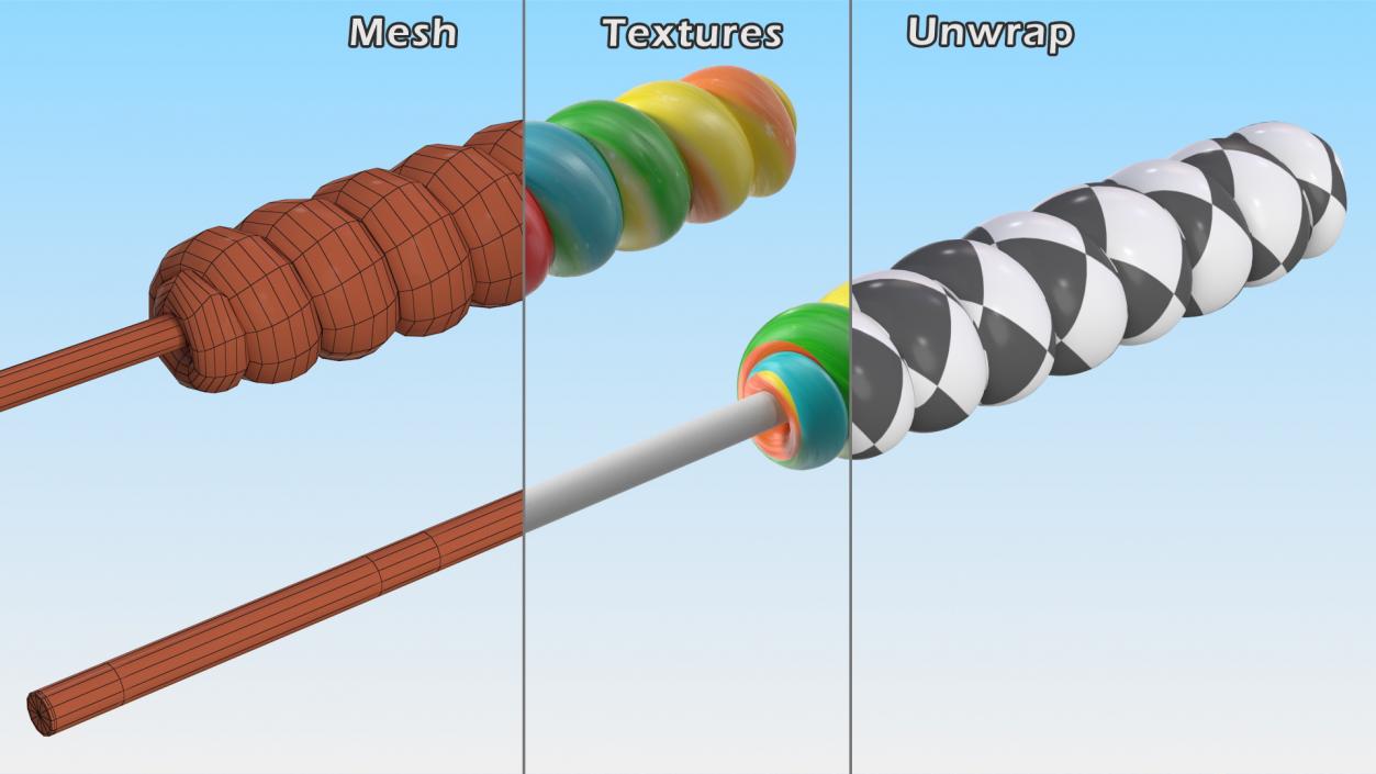 3D Rainbow Twist Lollipop Candy model