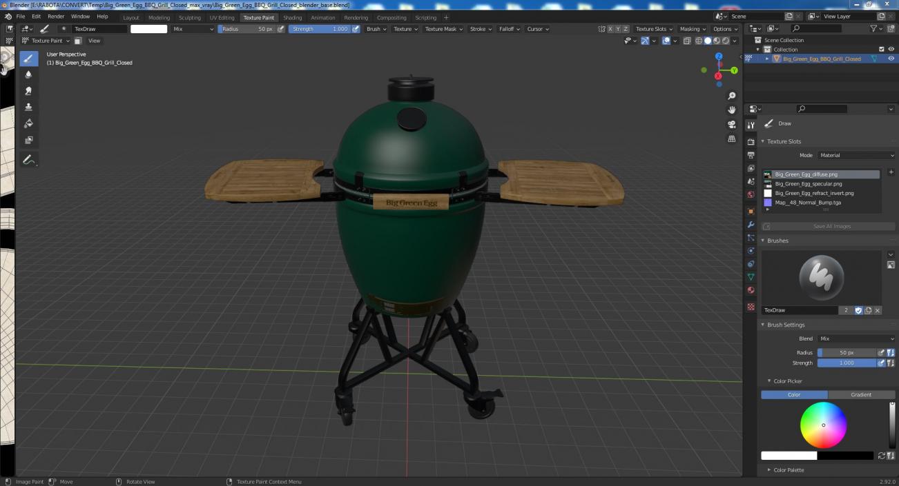 3D model Big Green Egg BBQ Grill Closed