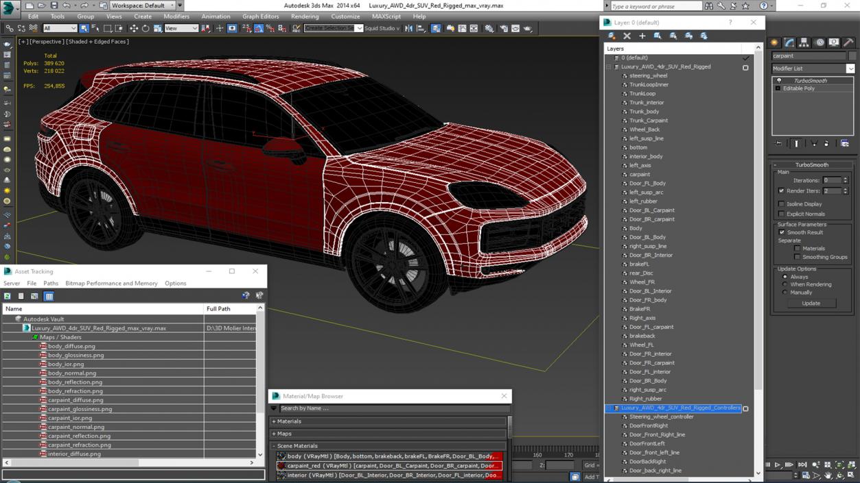 Luxury AWD 4dr SUV Red Rigged 3D model