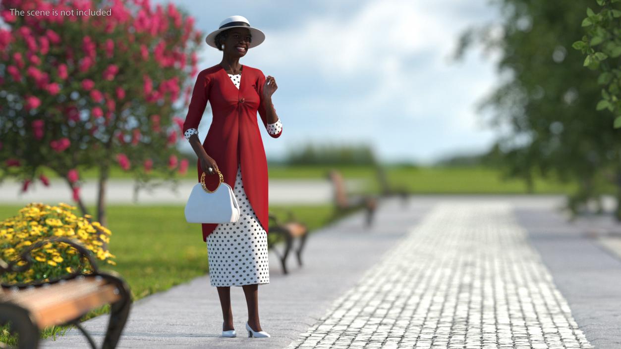 3D model Afro American Elderly Woman Formal Wear Rigged for Cinema 4D