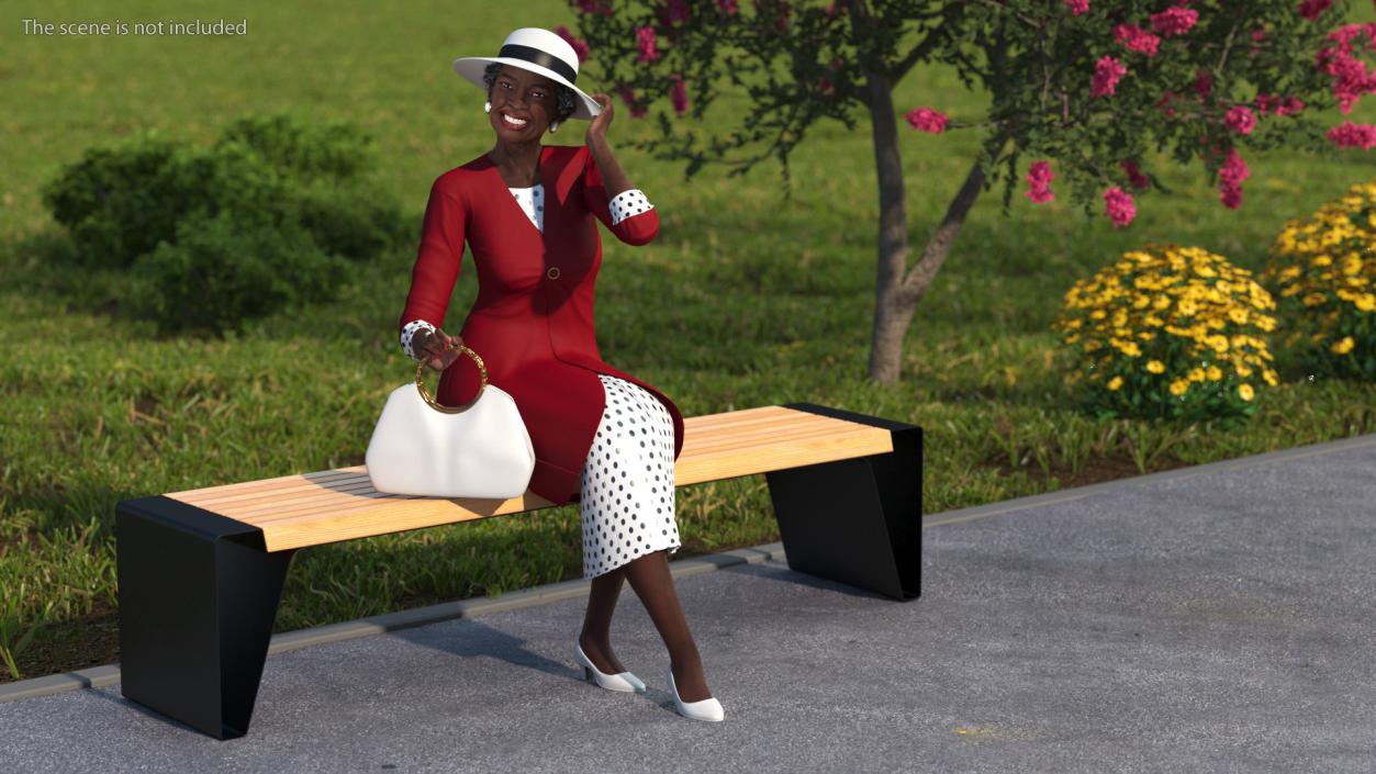 3D model Afro American Elderly Woman Formal Wear Rigged for Cinema 4D