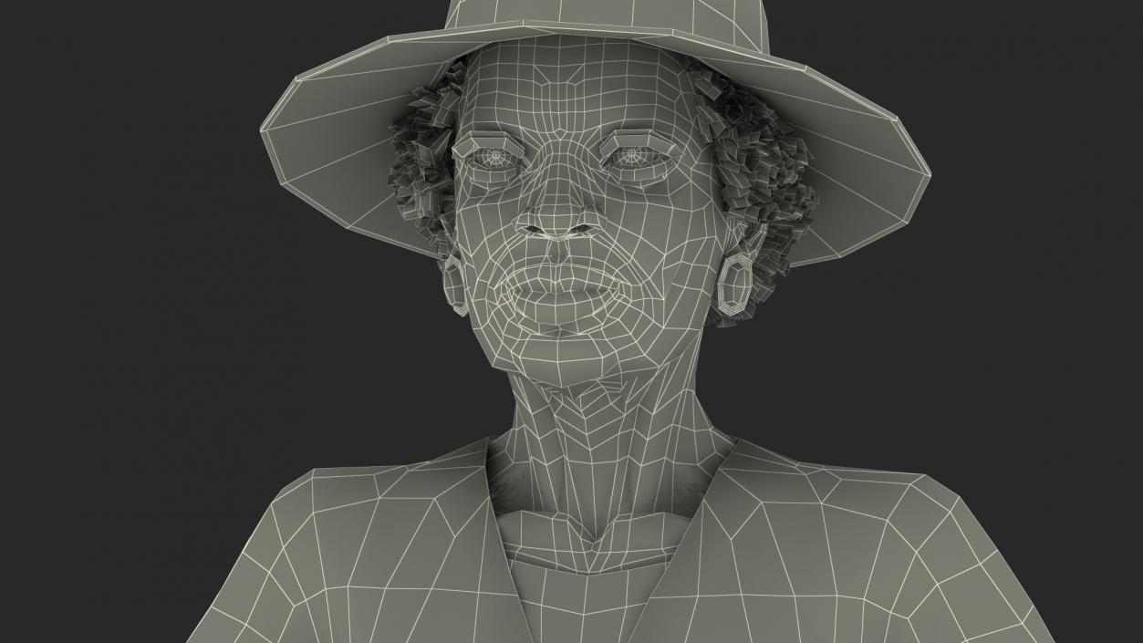 3D model Afro American Elderly Woman Formal Wear Rigged for Cinema 4D