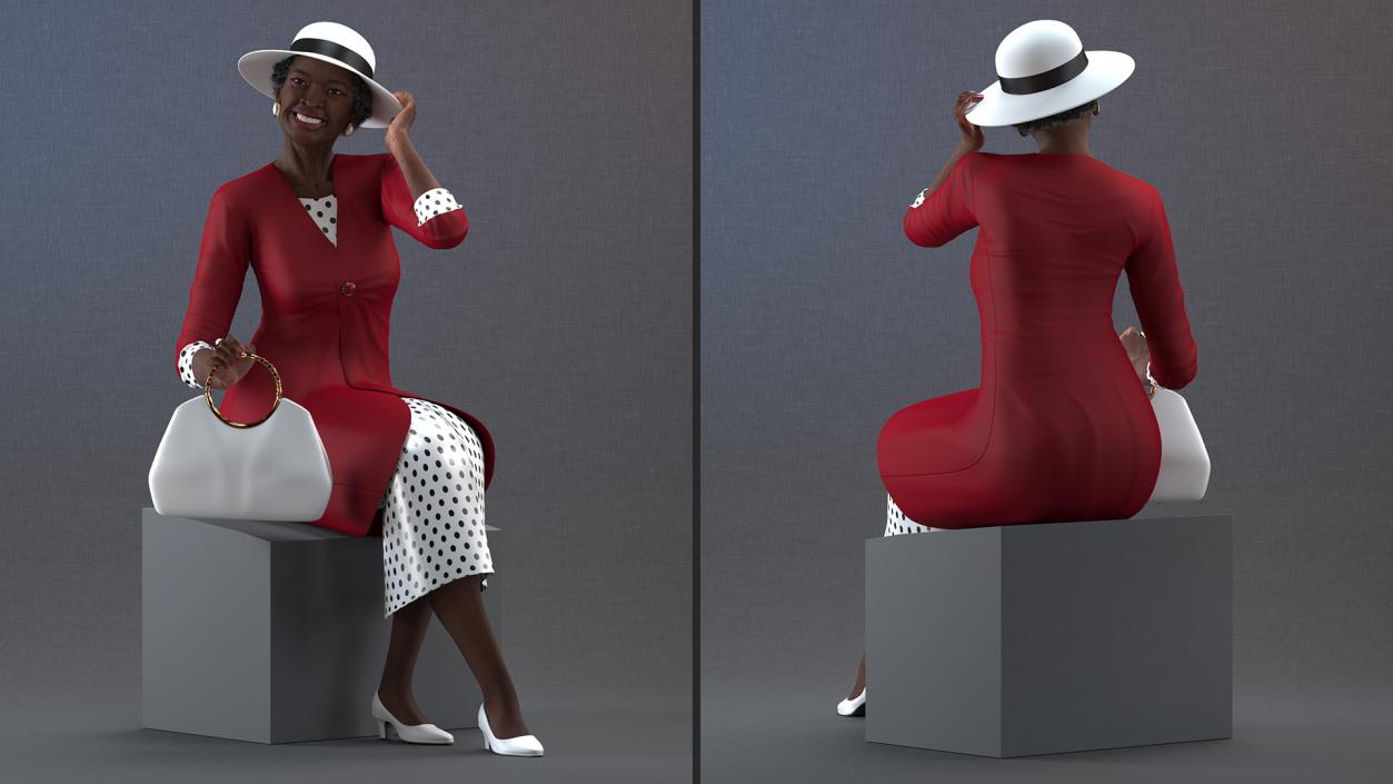 3D model Afro American Elderly Woman Formal Wear Rigged for Cinema 4D