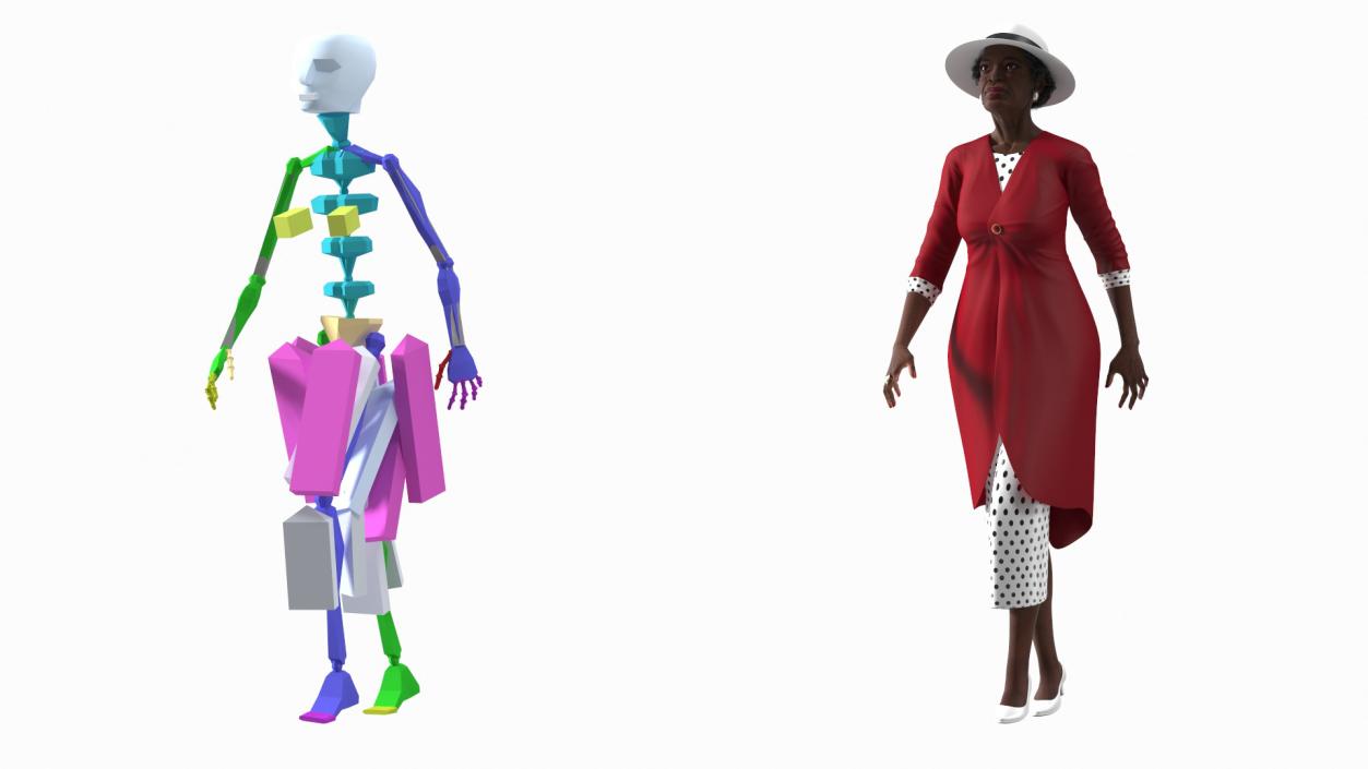 3D model Afro American Elderly Woman Formal Wear Rigged for Cinema 4D