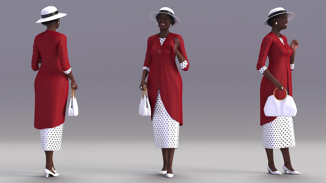 3D model Afro American Elderly Woman Formal Wear Rigged for Cinema 4D