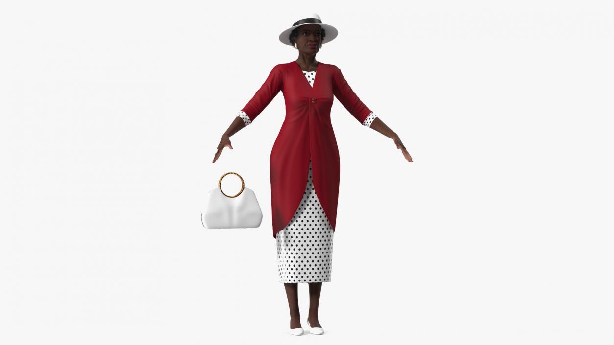 3D model Afro American Elderly Woman Formal Wear Rigged for Cinema 4D