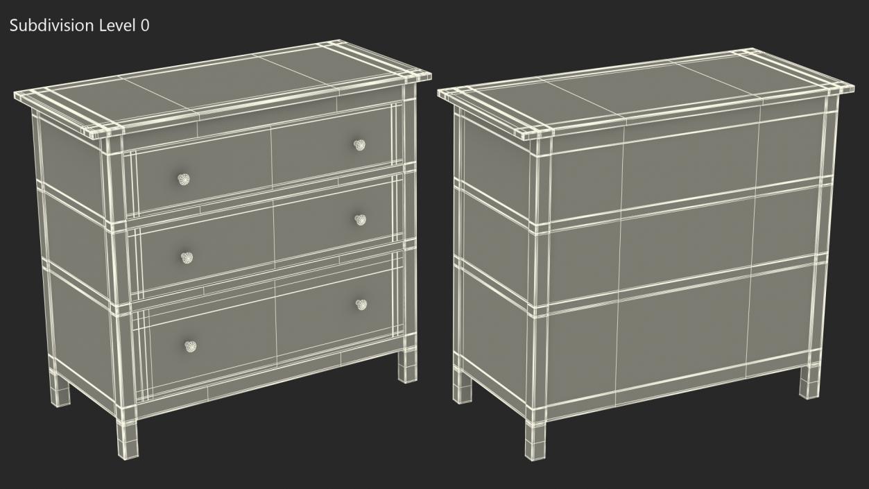 3D model Ikea 3 Drawer Chest Brown