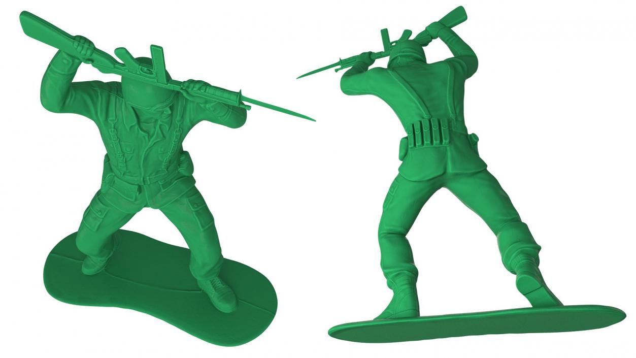 3D Green Plastic Toy Soldier with Rifle and Bayonet model