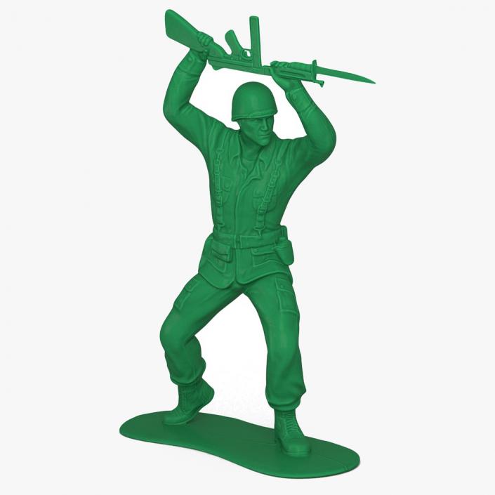 3D Green Plastic Toy Soldier with Rifle and Bayonet model