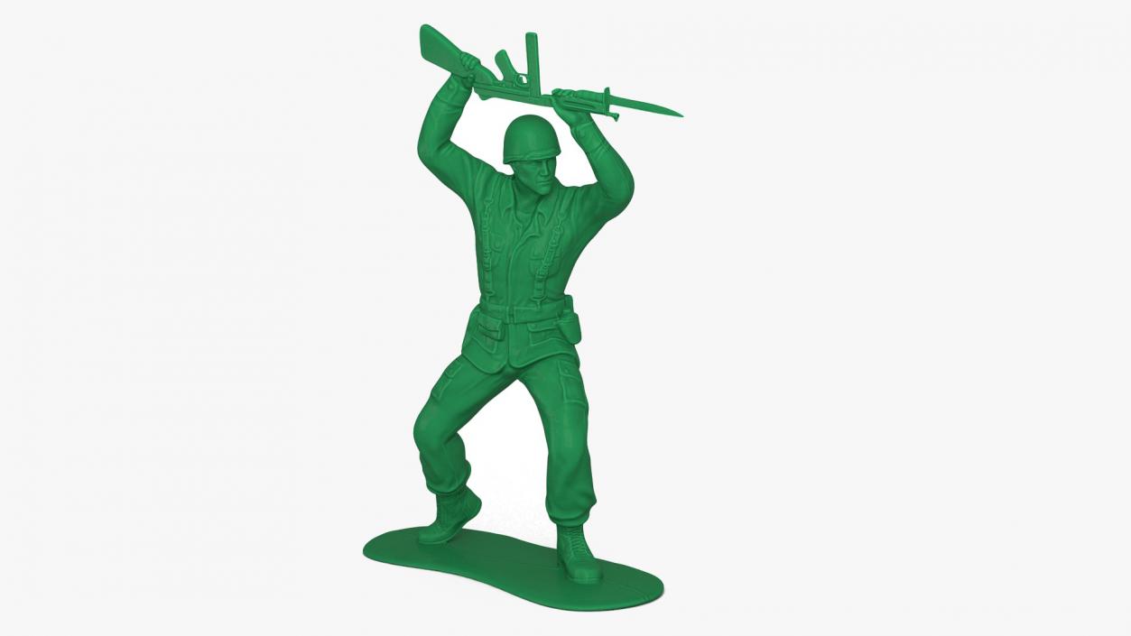 3D Green Plastic Toy Soldier with Rifle and Bayonet model