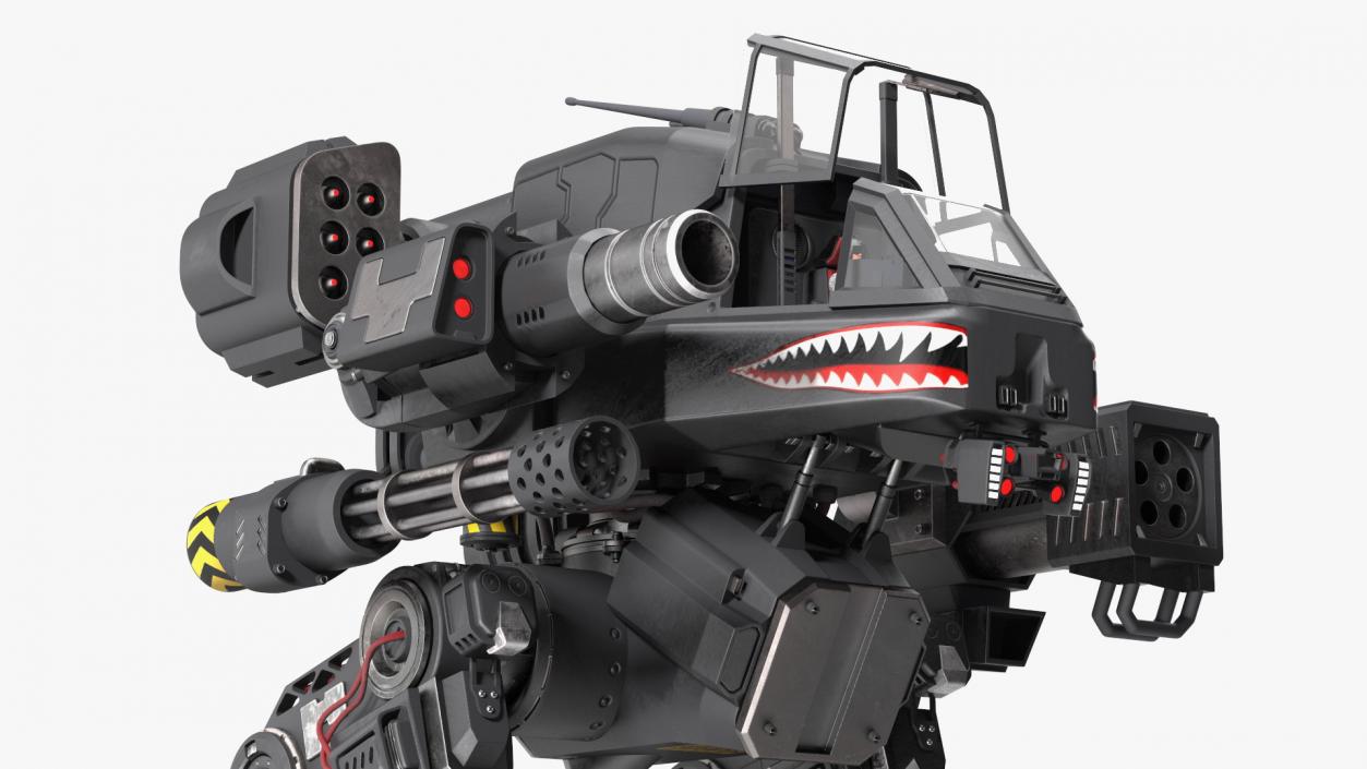 Concept Black Combat Robot with Pilot Rigged 3D model