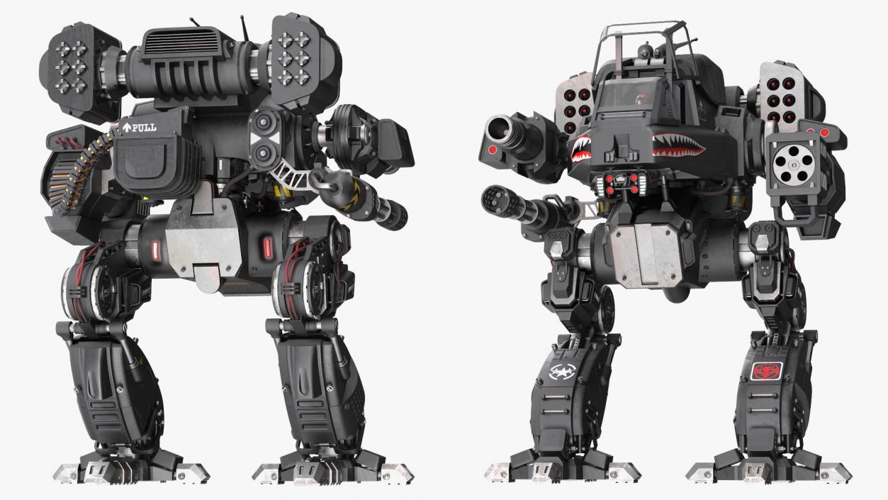 Concept Black Combat Robot with Pilot Rigged 3D model