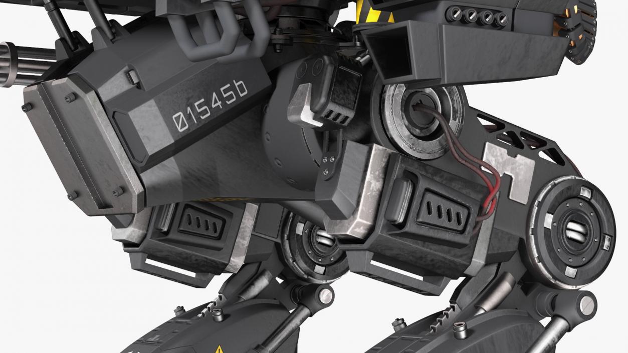 Concept Black Combat Robot with Pilot Rigged 3D model