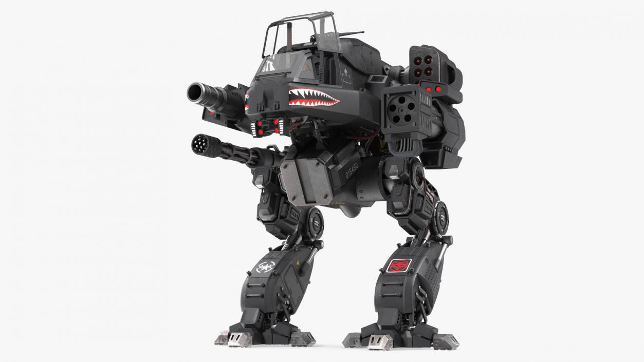 Concept Black Combat Robot with Pilot Rigged 3D model