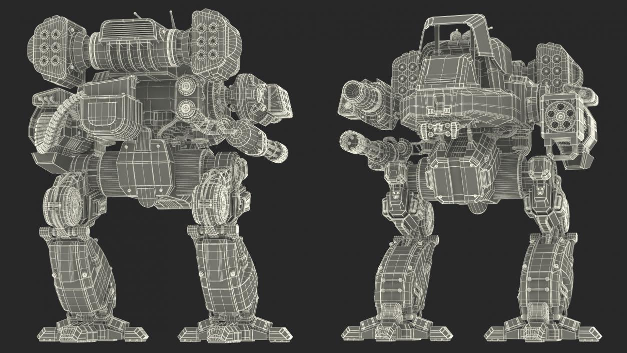 Concept Black Combat Robot with Pilot Rigged 3D model