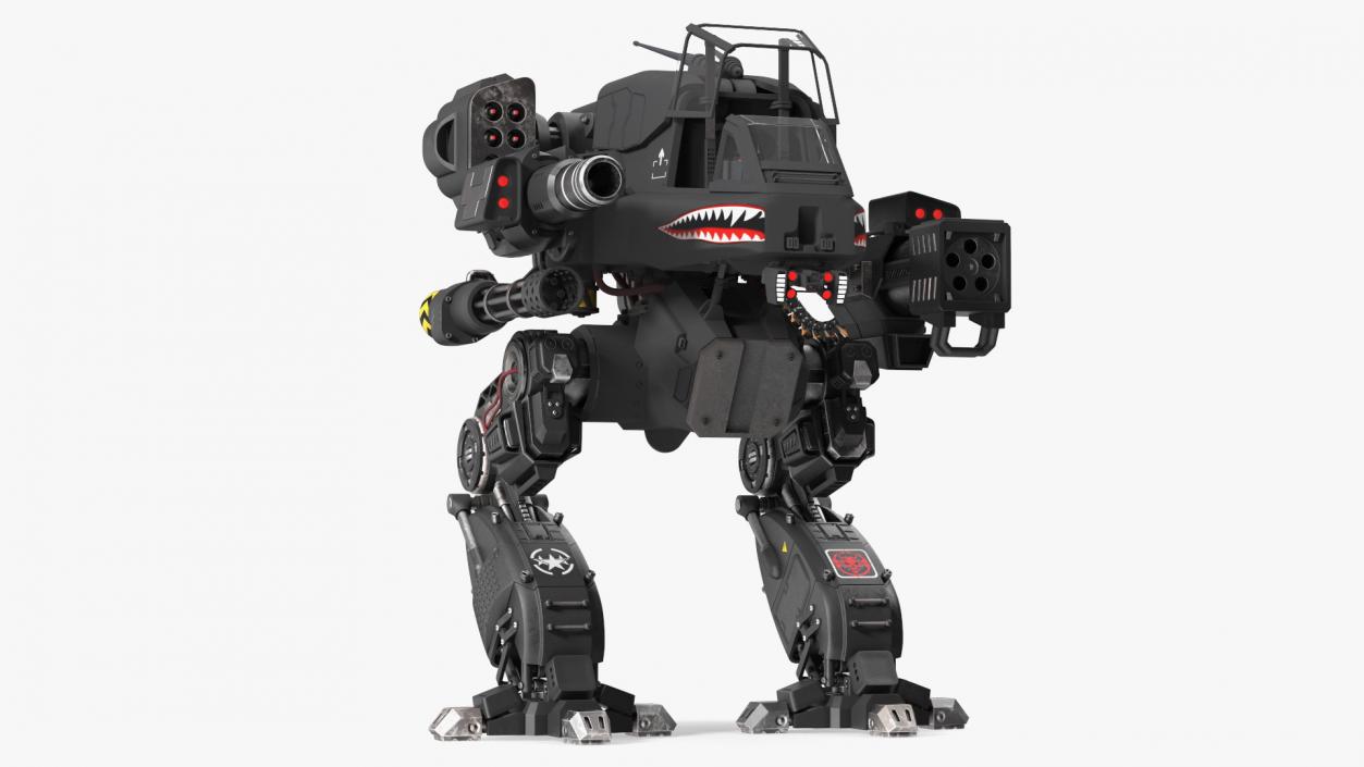 Concept Black Combat Robot with Pilot Rigged 3D model