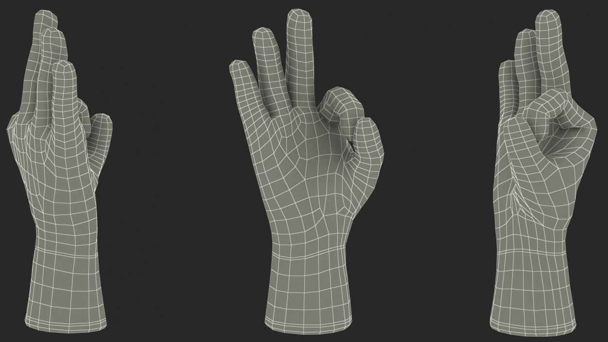 Safety Work Gloves OK Hand Gesture Gray 3D model