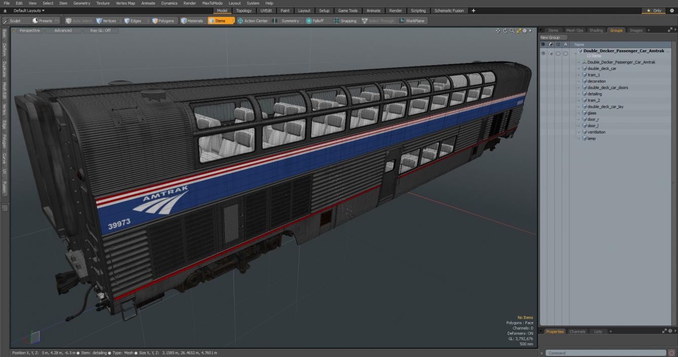 Double Decker Passenger Car Amtrak 3D model