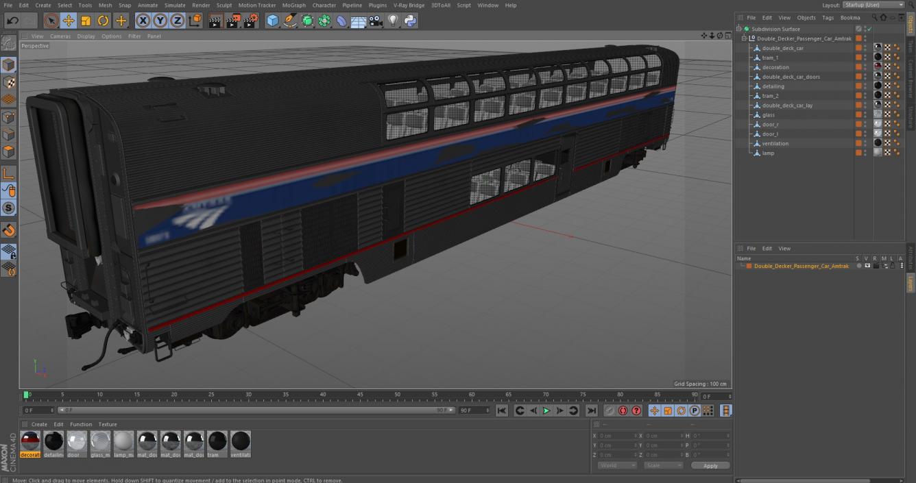 Double Decker Passenger Car Amtrak 3D model