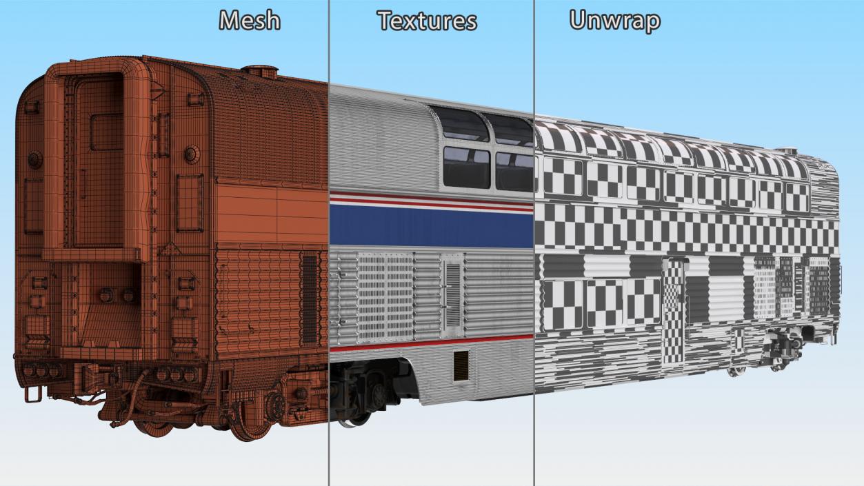 Double Decker Passenger Car Amtrak 3D model