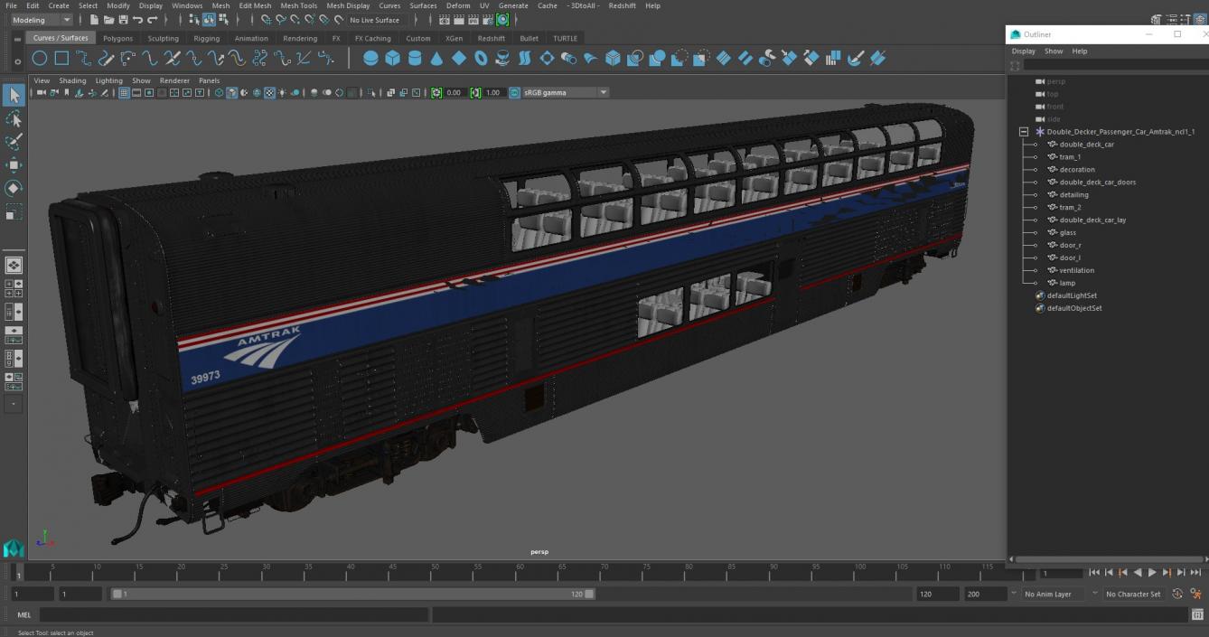 Double Decker Passenger Car Amtrak 3D model